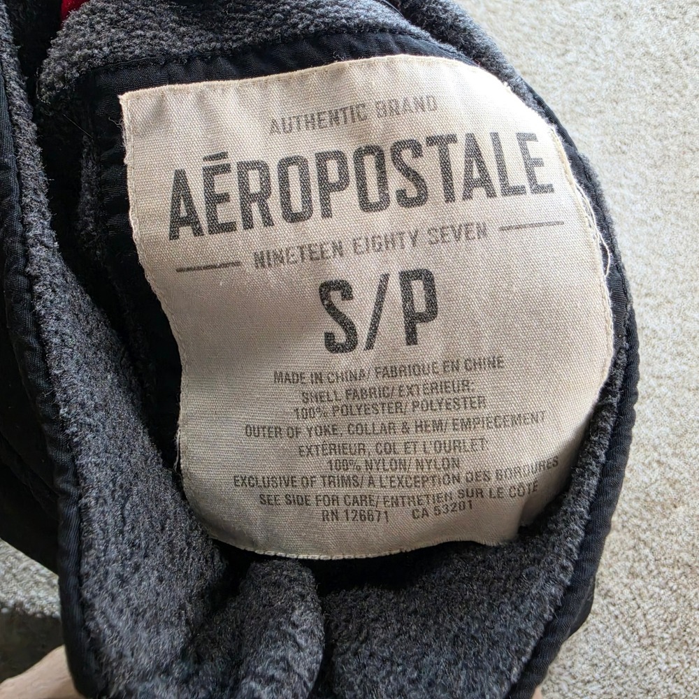 Aeropostale Full Zip Fleece Jacket Mens Small Black Outdoor Casual Athletic - Picture 4 of 8